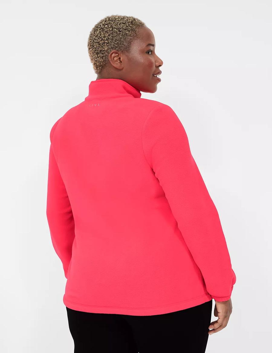 Women Lane Bryant LIVI Half-Zip Polar Fleece Pullover Pullover Pink | IPC8869IB