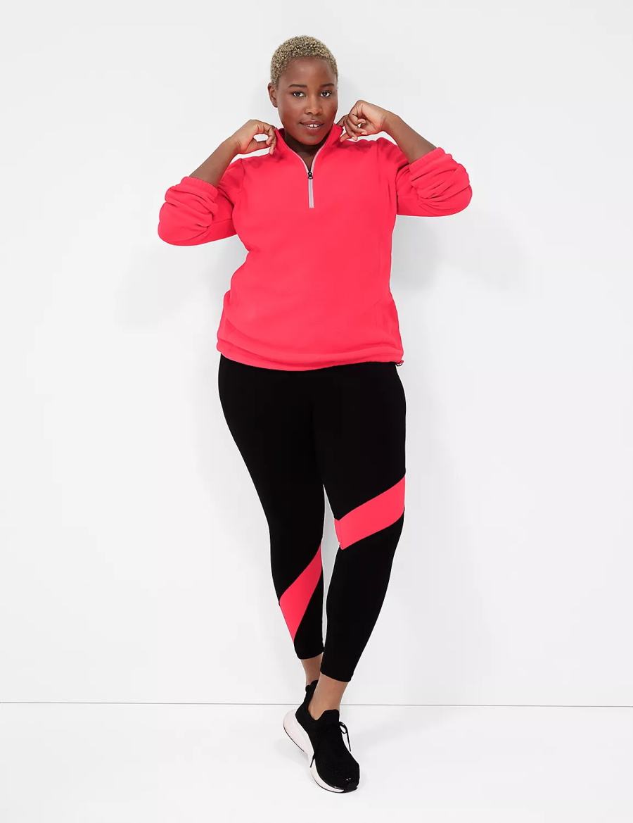 Women Lane Bryant LIVI Half-Zip Polar Fleece Pullover Pullover Pink | IPC8869IB