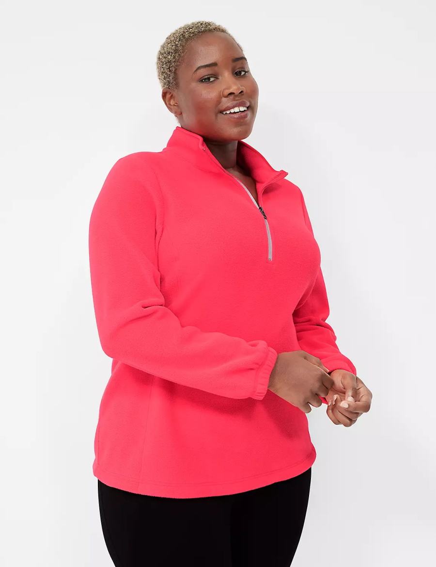 Women Lane Bryant LIVI Half-Zip Polar Fleece Pullover Pullover Pink | IPC8869IB