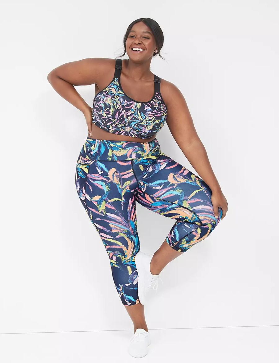 Women Lane Bryant LIVI High-Impact Wicking Underwire Sports Bra Navy Multicolor | KCX2971VO