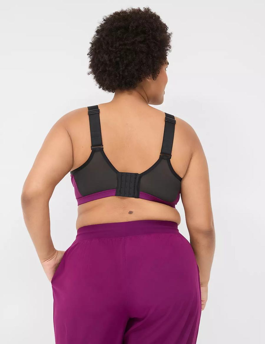 Women Lane Bryant LIVI High-Impact Wicking Underwire Sports Bra Dark Purple | DQJ565JI