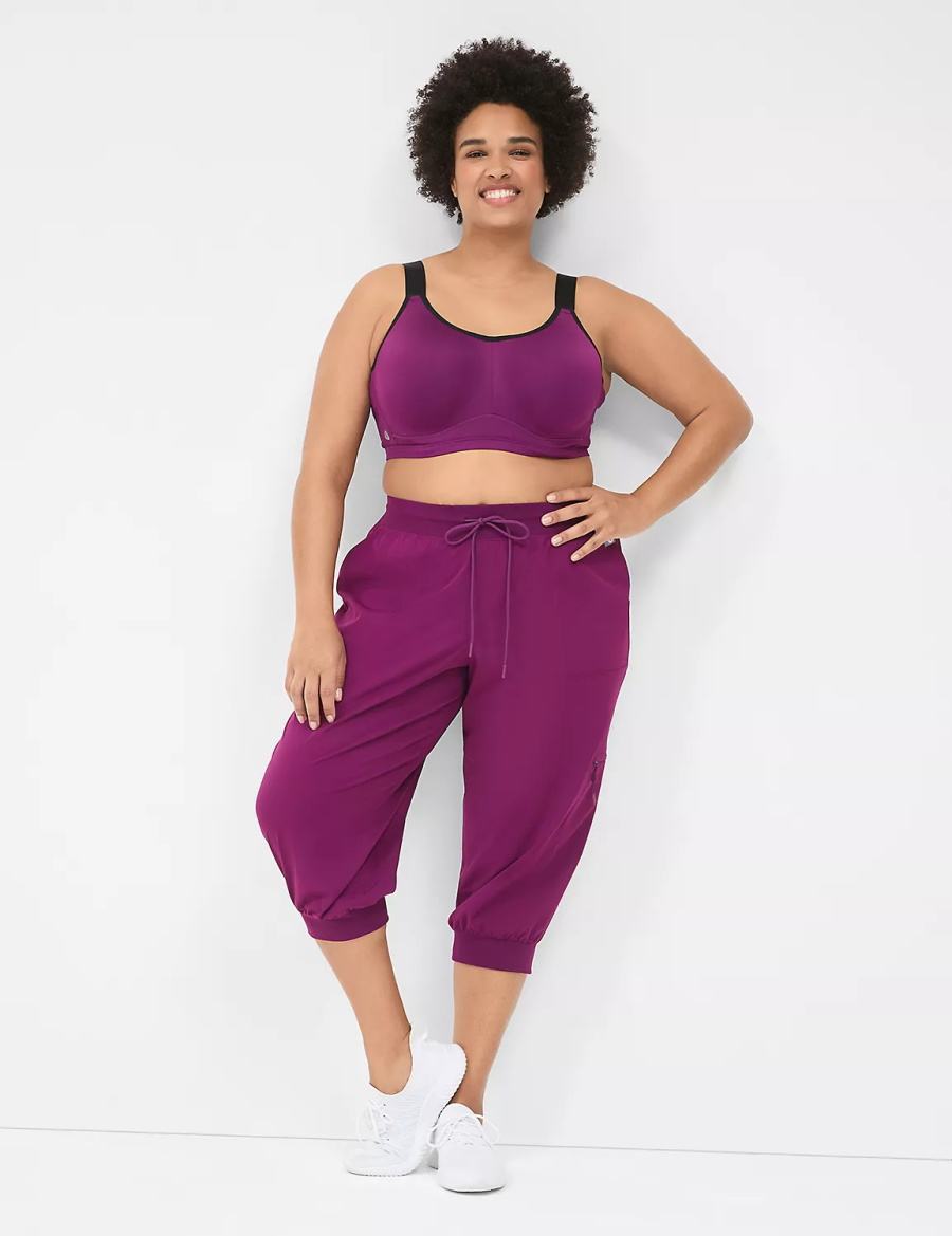 Women Lane Bryant LIVI High-Impact Wicking Underwire Sports Bra Dark Purple | DQJ565JI