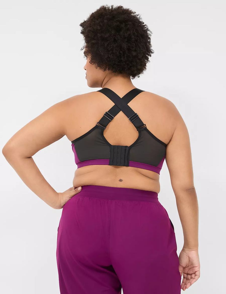 Women Lane Bryant LIVI High-Impact Wicking Underwire Sports Bra Dark Purple | DQJ565JI