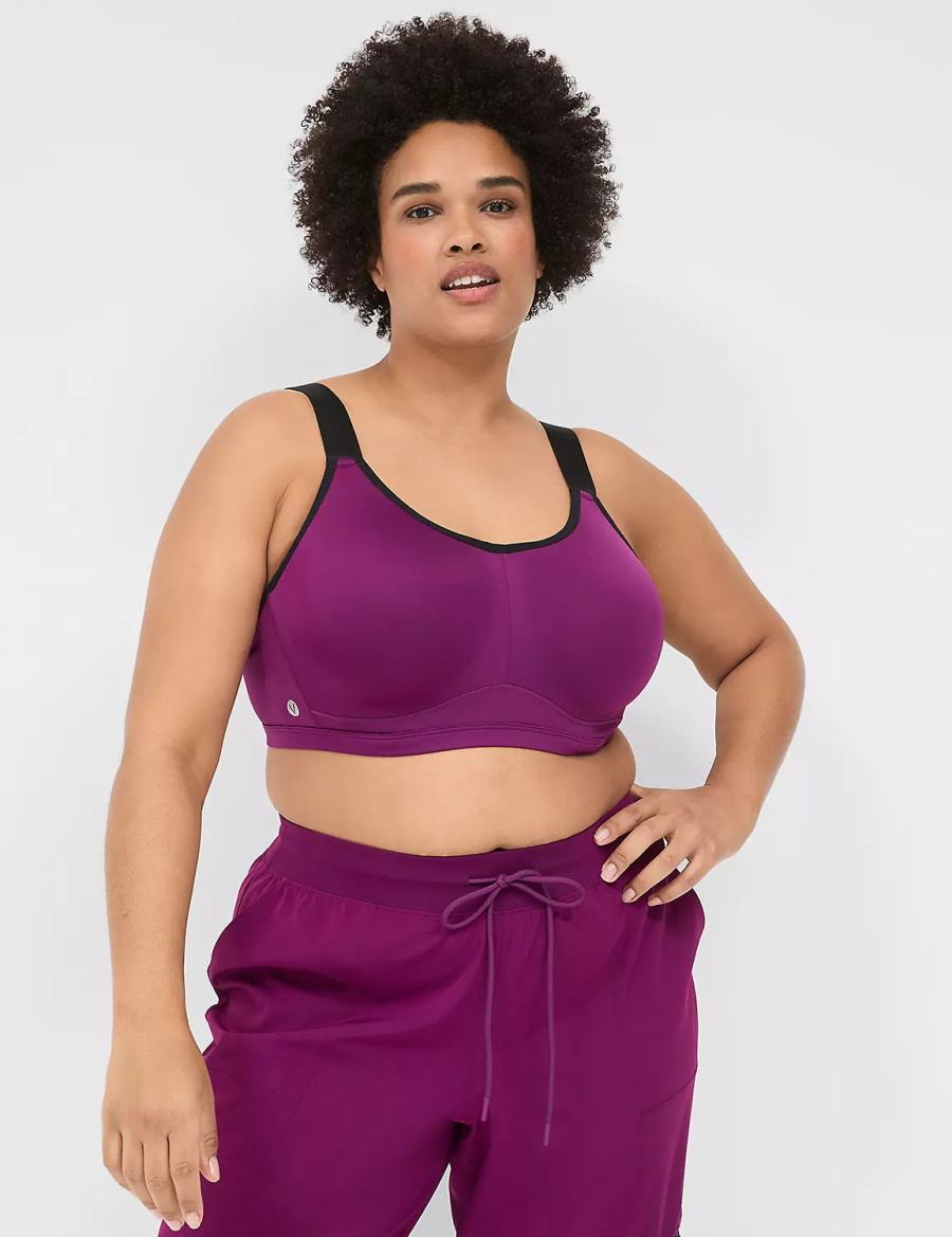 Women Lane Bryant LIVI High-Impact Wicking Underwire Sports Bra Dark Purple | DQJ565JI