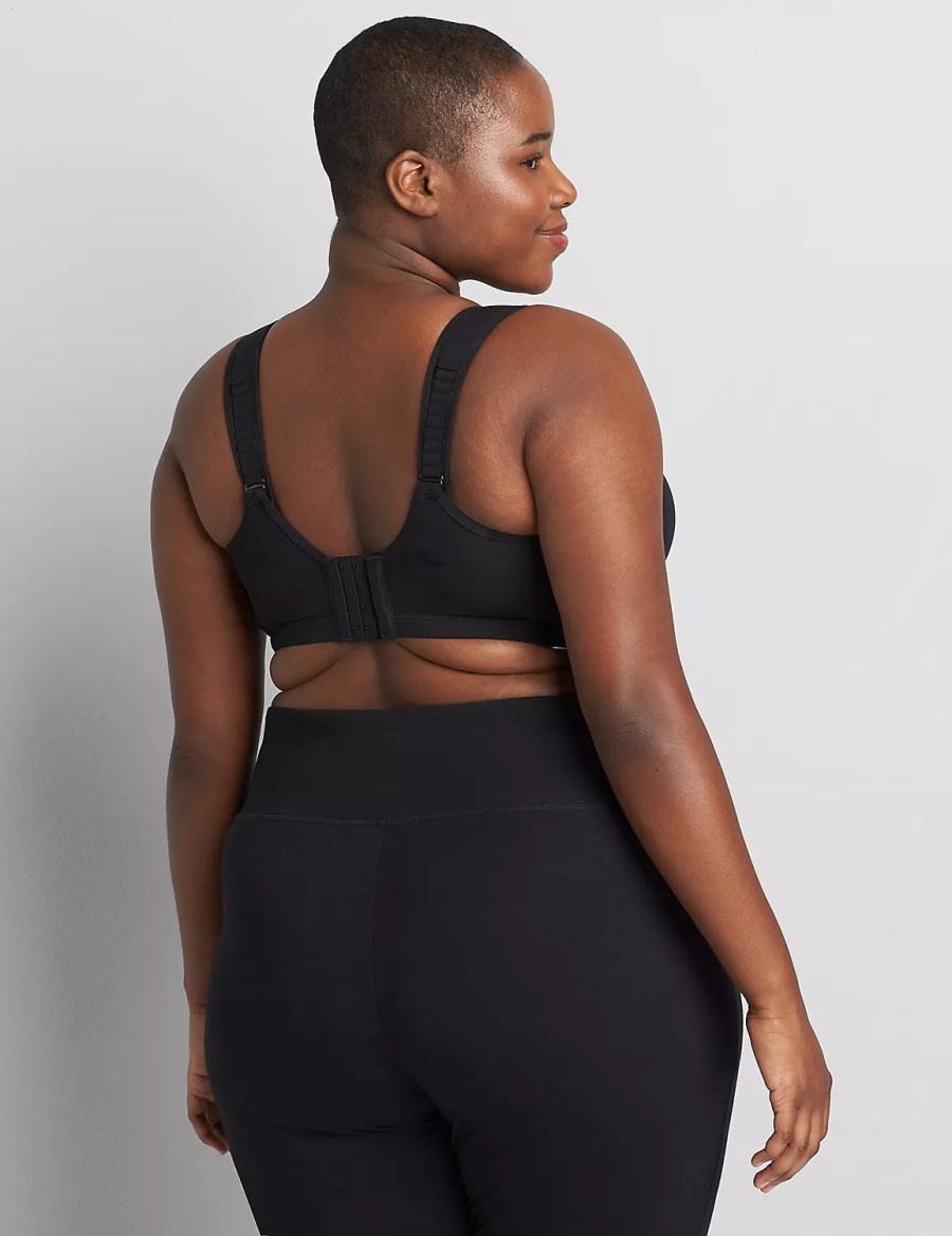 Women Lane Bryant LIVI High-Impact Wicking Underwire Sports Bra Black | TNV189VP