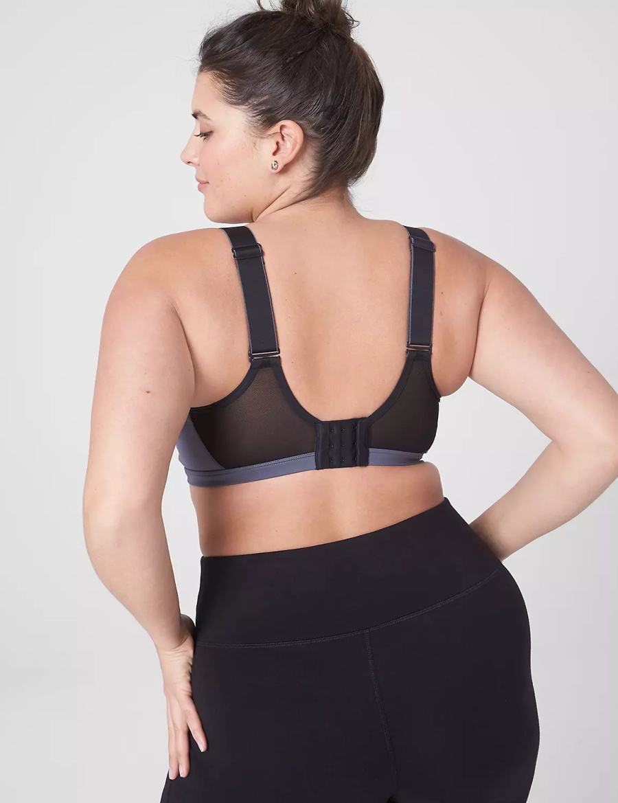 Women Lane Bryant LIVI High-Impact Wicking Underwire Sports Bra Grey Black | PLZ4875BT