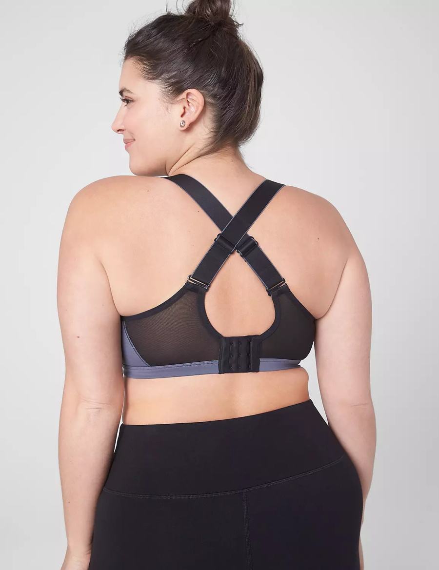 Women Lane Bryant LIVI High-Impact Wicking Underwire Sports Bra Grey Black | PLZ4875BT