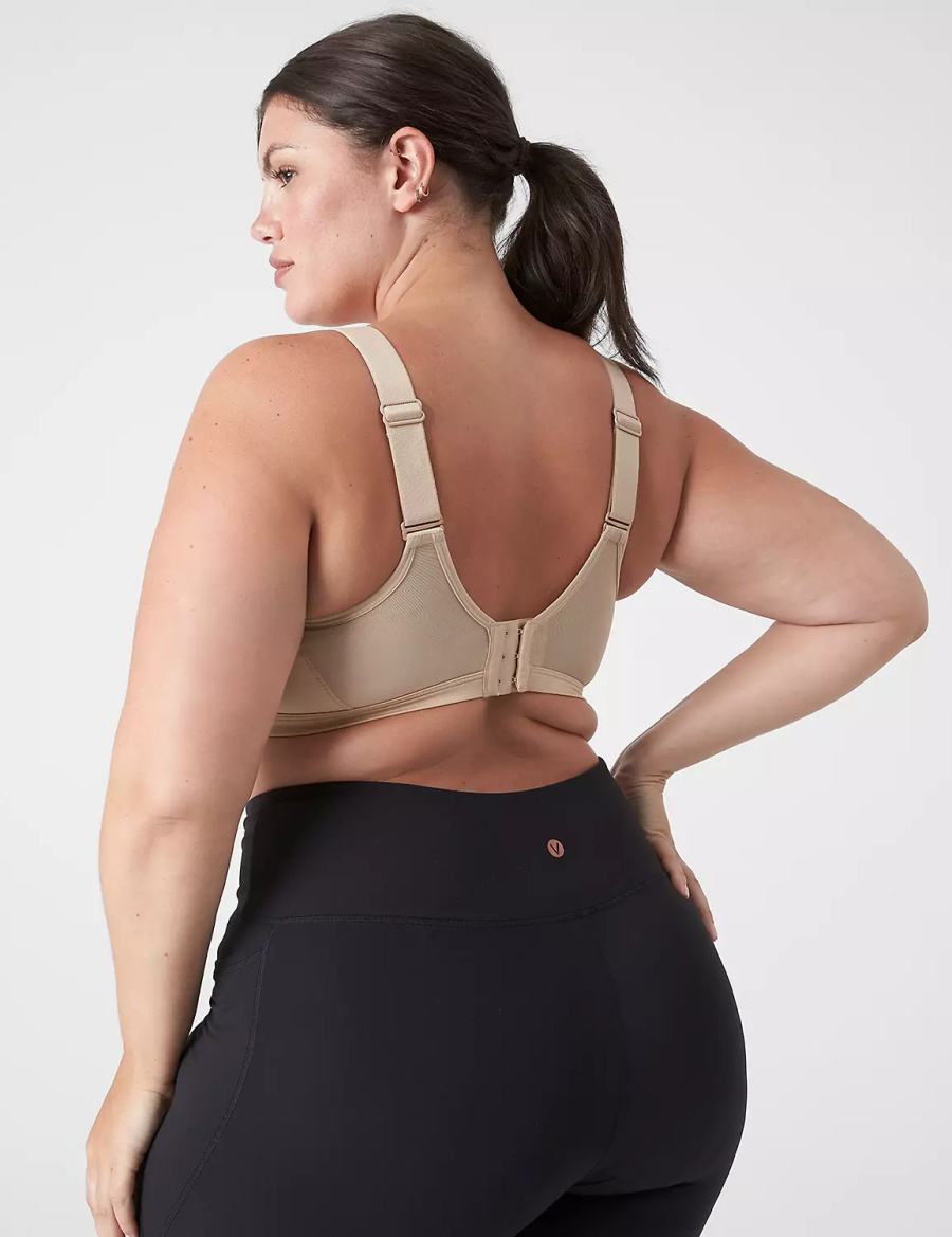 Women Lane Bryant LIVI High-Impact Wicking Underwire Sports Bra Beige | PYU2759KZ