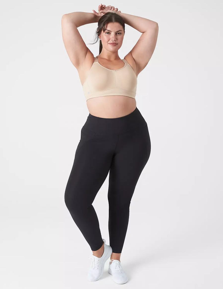Women Lane Bryant LIVI High-Impact Wicking Underwire Sports Bra Beige | PYU2759KZ