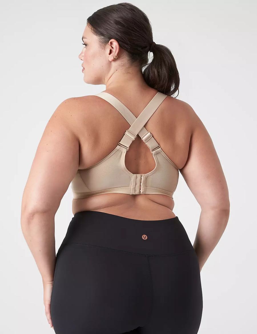Women Lane Bryant LIVI High-Impact Wicking Underwire Sports Bra Beige | PYU2759KZ