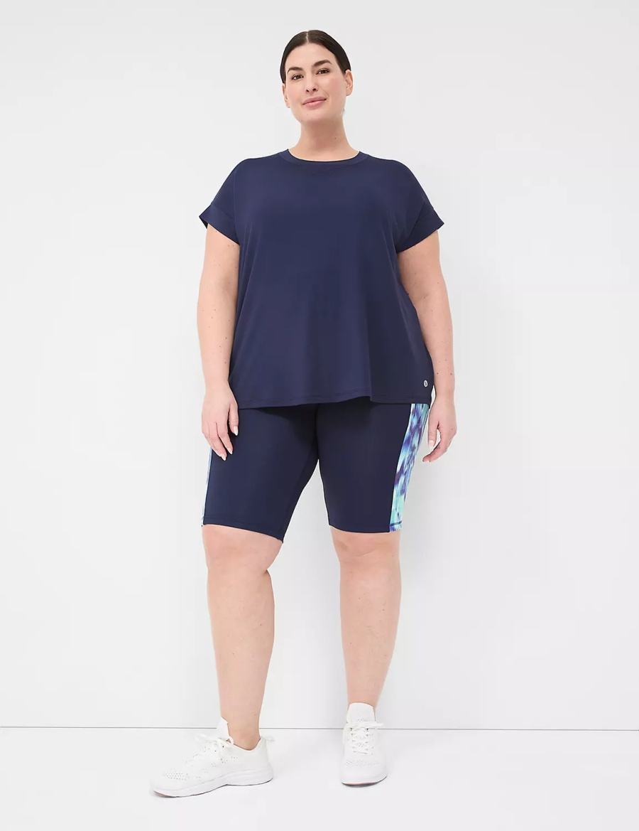 Women Lane Bryant LIVI High-Rise Recycled LIVI Soft Knee Shorts Dark Blue | ZWS27100SK