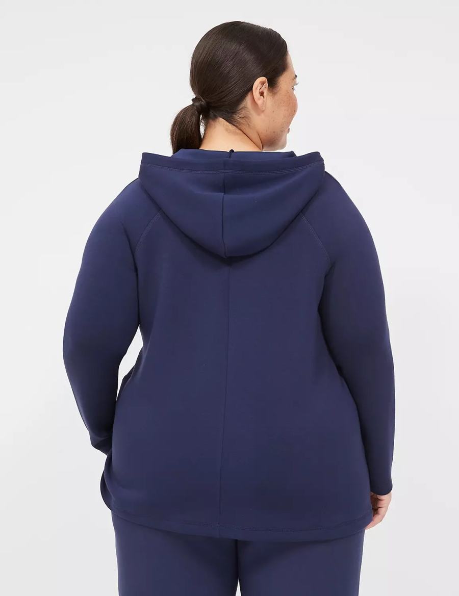 Women Lane Bryant LIVI Hooded Journey Pullover Pullover Navy | OUW1455UL