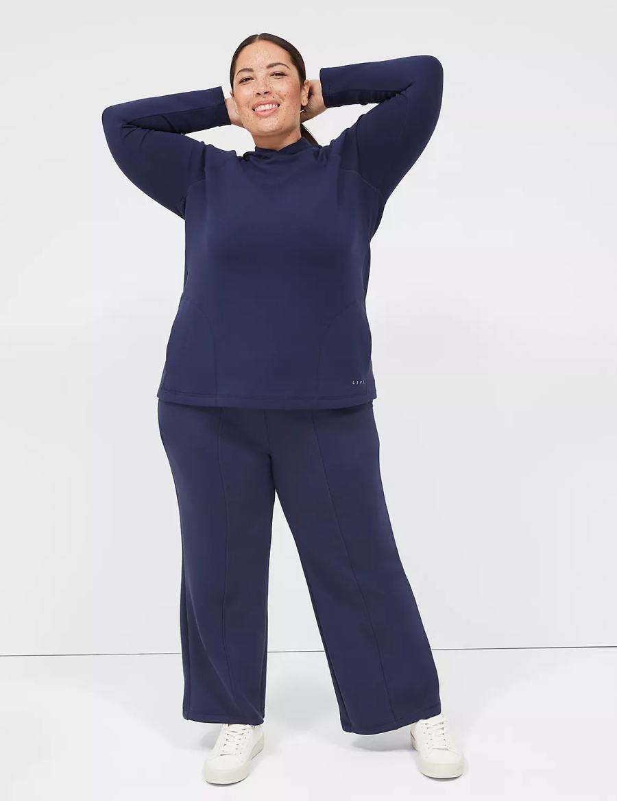 Women Lane Bryant LIVI Hooded Journey Pullover Pullover Navy | OUW1455UL