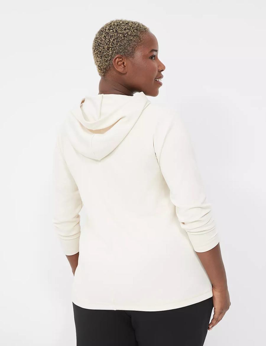 Women Lane Bryant LIVI Hooded Journey Pullover Pullover White | LAX8976BP