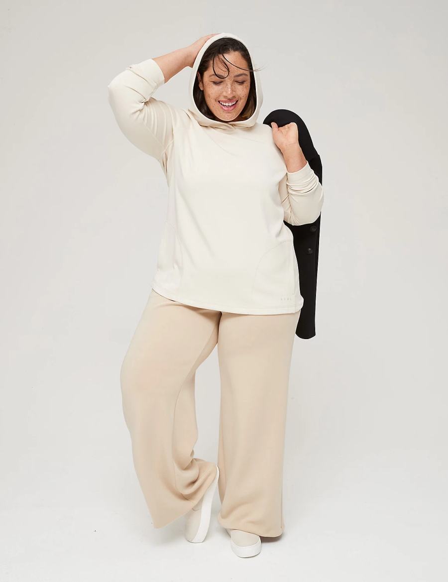 Women Lane Bryant LIVI Hooded Journey Pullover Pullover White | LAX8976BP