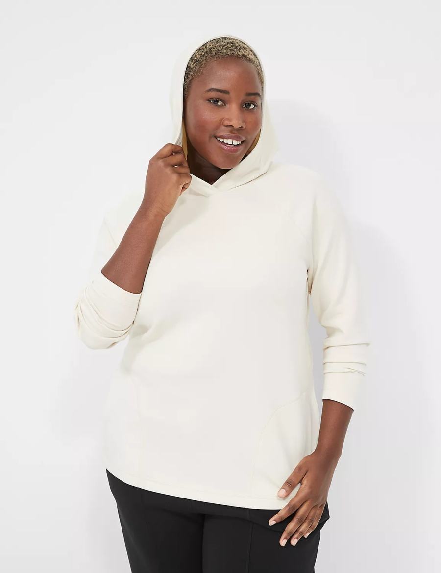 Women Lane Bryant LIVI Hooded Journey Pullover Pullover White | LAX8976BP