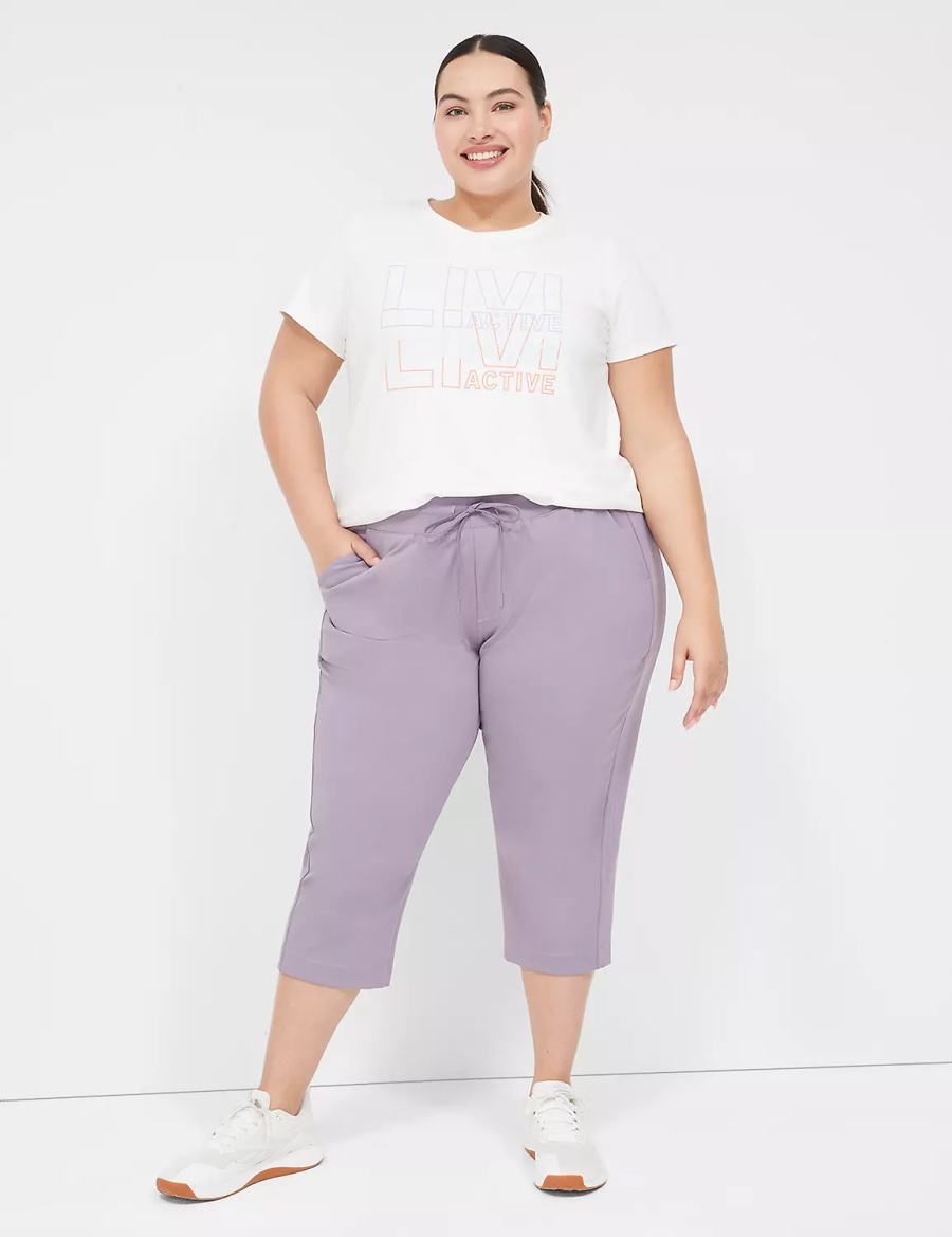 Women Lane Bryant LIVI Knit Capri Pants Purple Olive | INV8083VB
