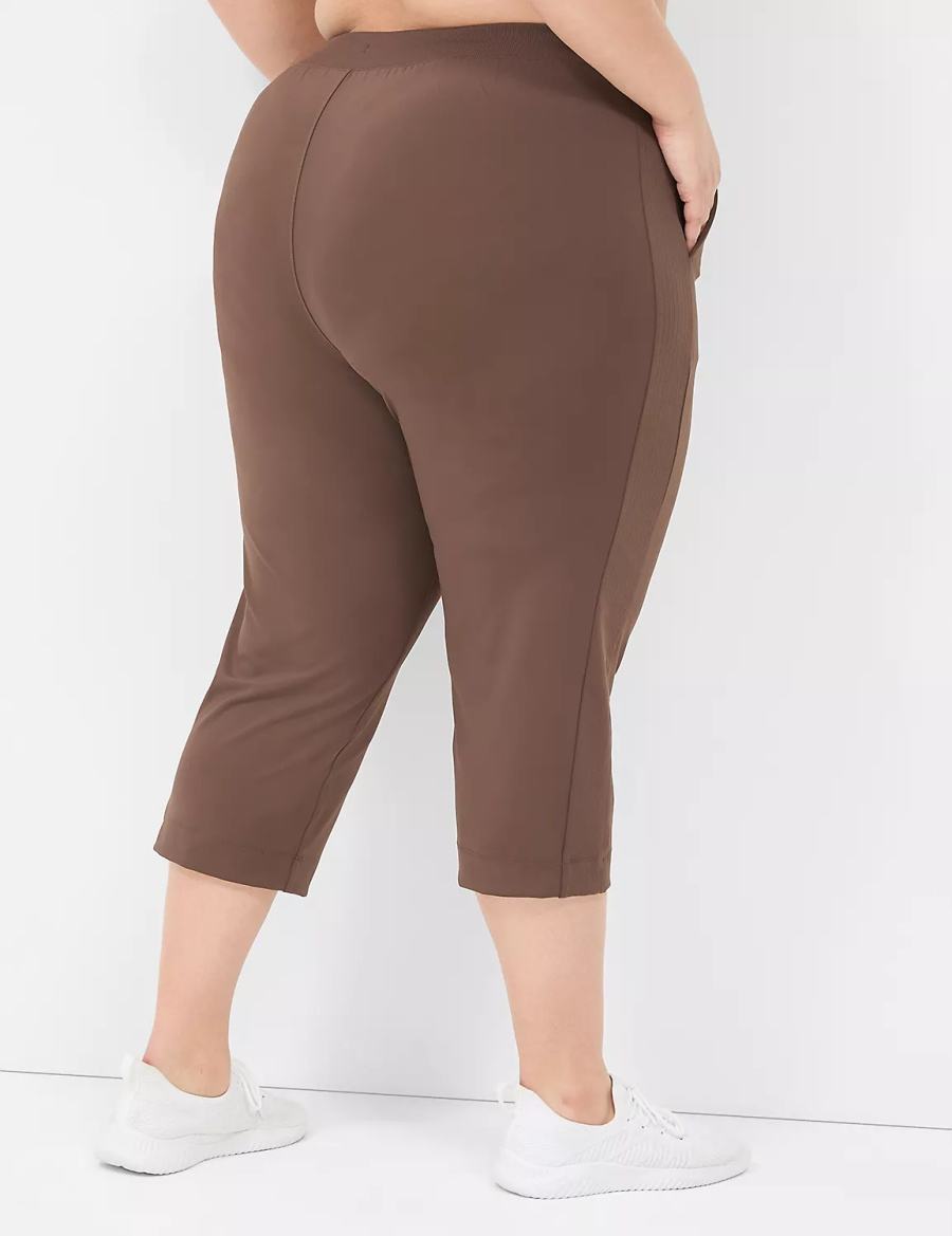 Women Lane Bryant LIVI Knit Capri Pants Dark Brown | OFY5769ES