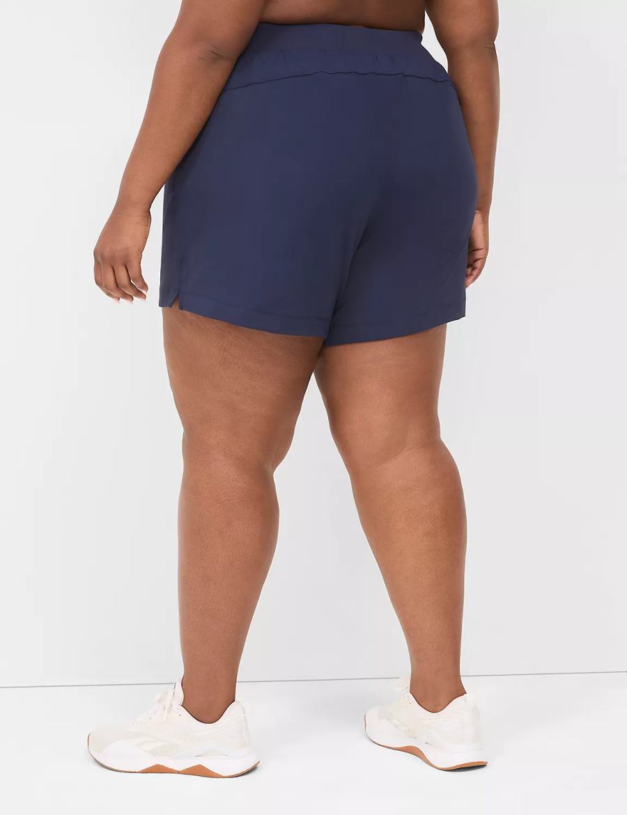Women Lane Bryant LIVI Knit Shorts Navy | GKH6182OJ