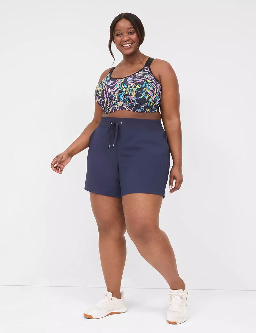 Women Lane Bryant LIVI Knit Shorts Navy | GKH6182OJ