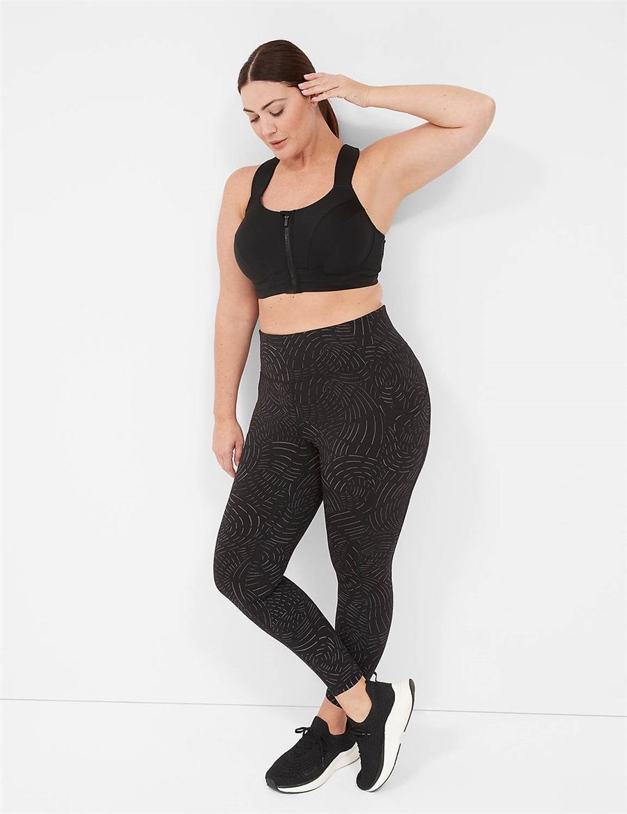 Women Lane Bryant LIVI Max Support Comfort Zip-Front Sports Bra Black | OID3150RX