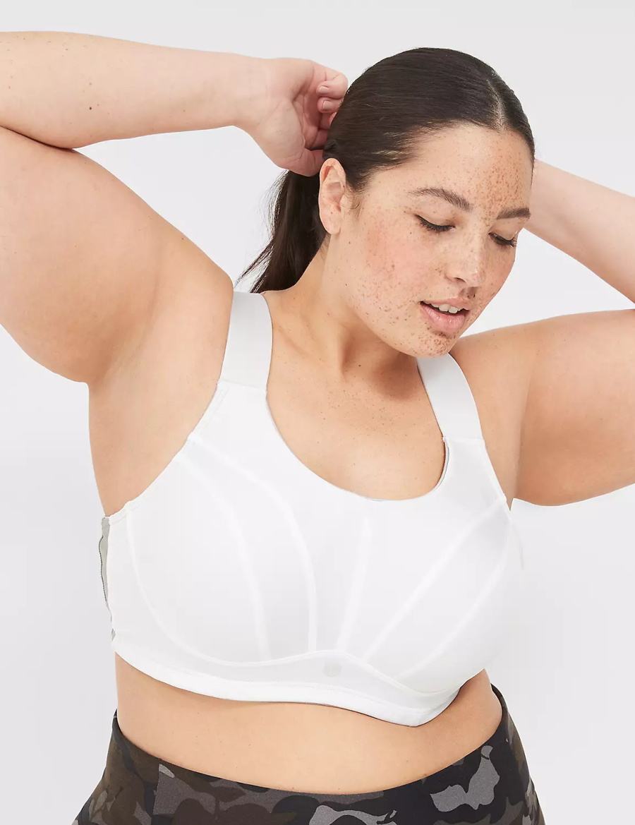 Women Lane Bryant LIVI Max Support Wicking Underwire Sports Bra White | FRV1545ZJ