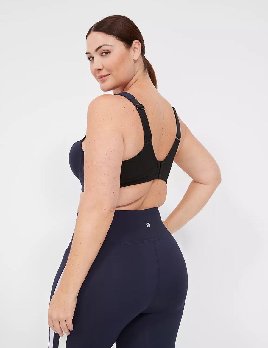 Women Lane Bryant LIVI Max Support Wicking Underwire Sports Bra Navy | VGU67YN