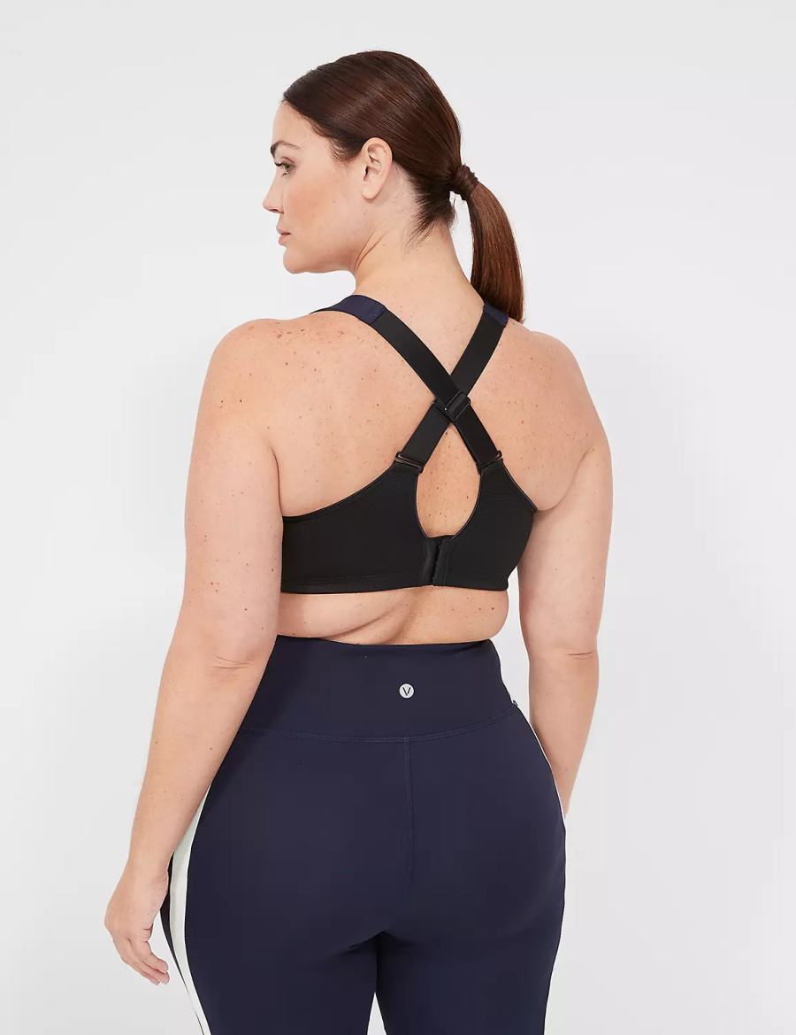 Women Lane Bryant LIVI Max Support Wicking Underwire Sports Bra Navy | VGU67YN