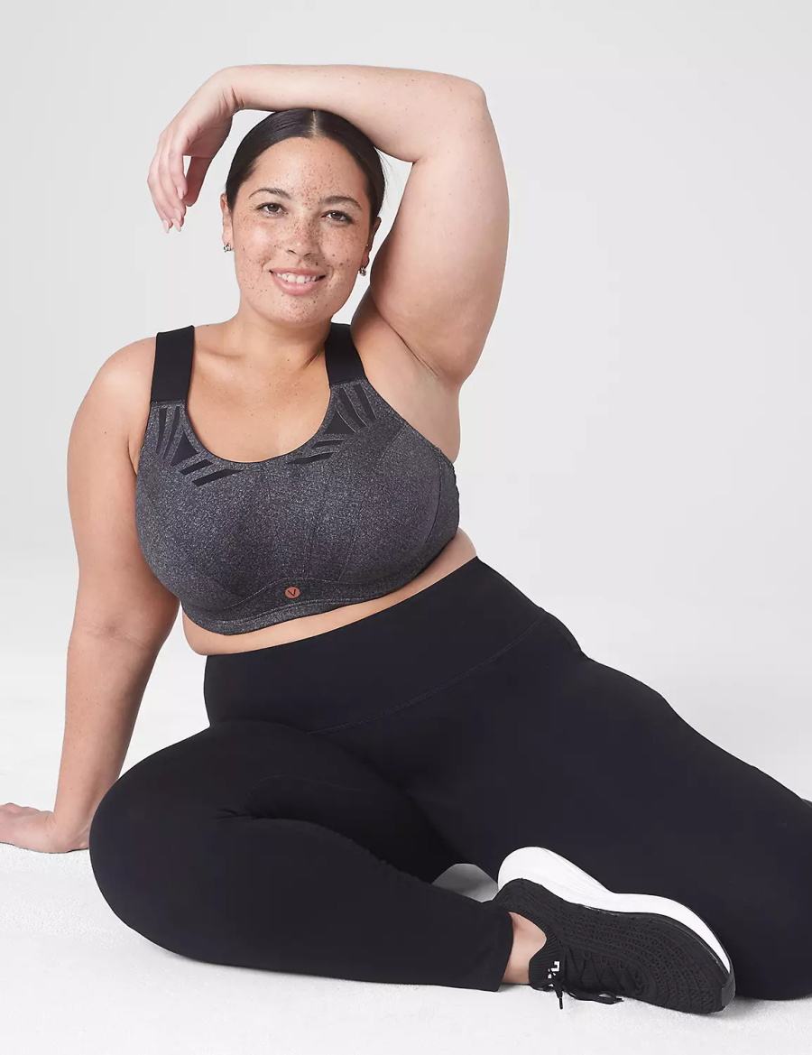 Women Lane Bryant LIVI Max Support Wicking Underwire Sports Bra Grey | GPR572UW
