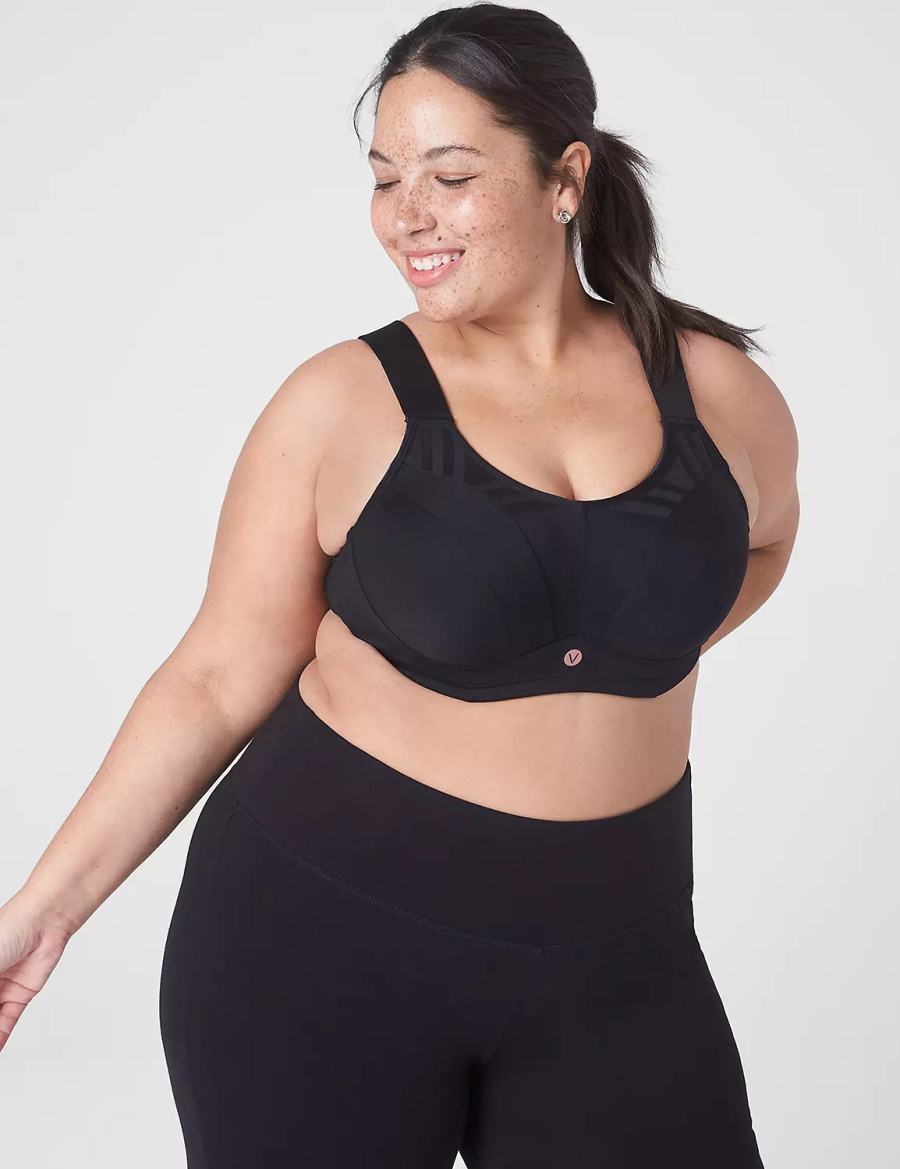 Women Lane Bryant LIVI Max Support Wicking Underwire Sports Bra Black | OJG2110MK