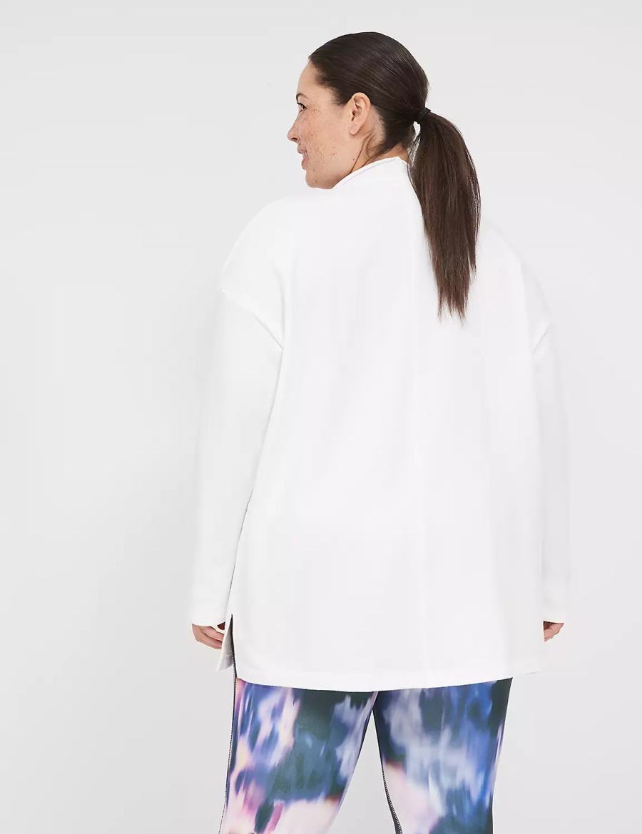 Women Lane Bryant LIVI Open-Front French Terry Overpiece Robe White | KKW4023KB