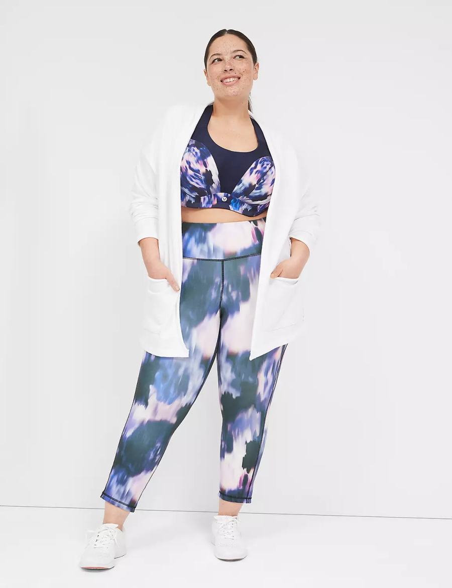 Women Lane Bryant LIVI Open-Front French Terry Overpiece Robe White | KKW4023KB