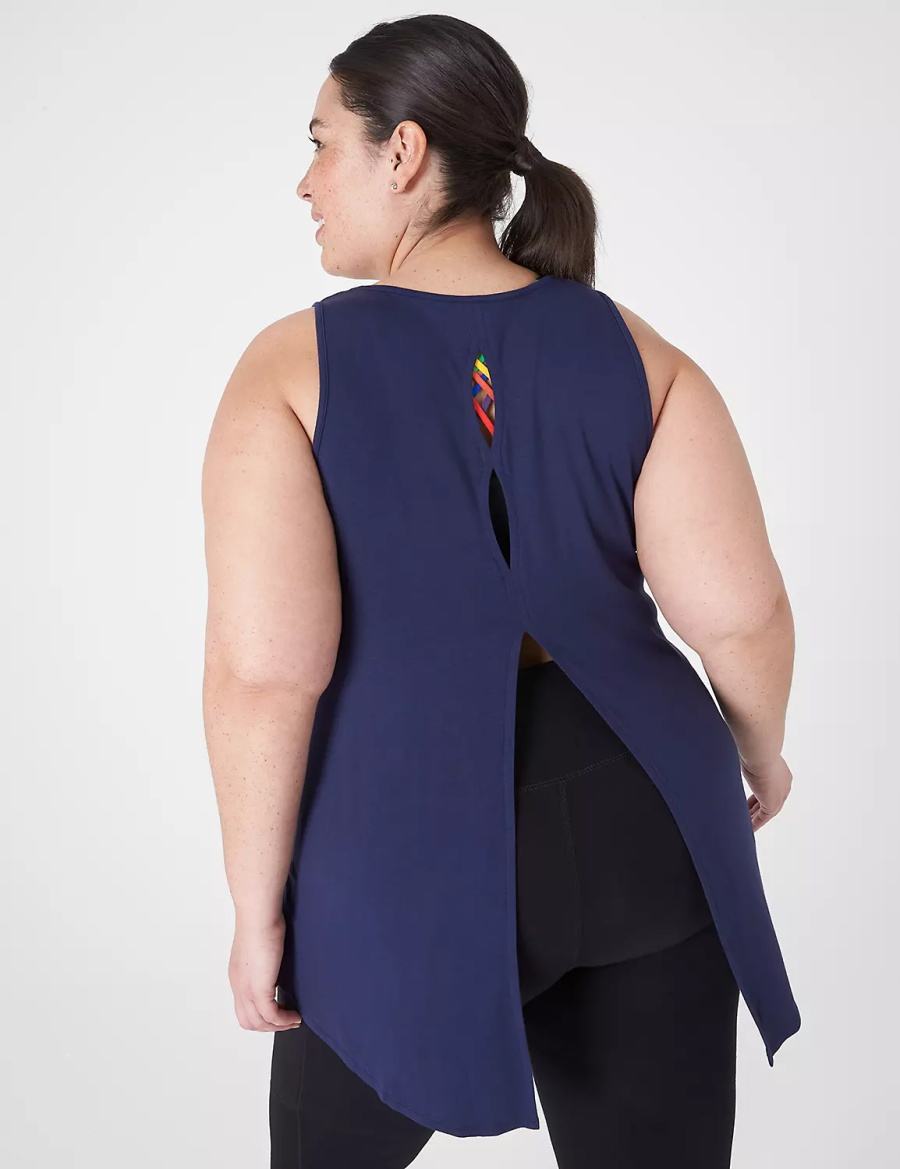 Women Lane Bryant LIVI Pride Cut-Out Back Tank Top Blue | YJB7126YA