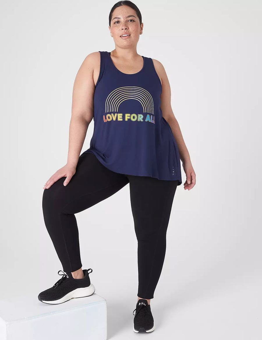 Women Lane Bryant LIVI Pride Cut-Out Back Tank Top Blue | YJB7126YA