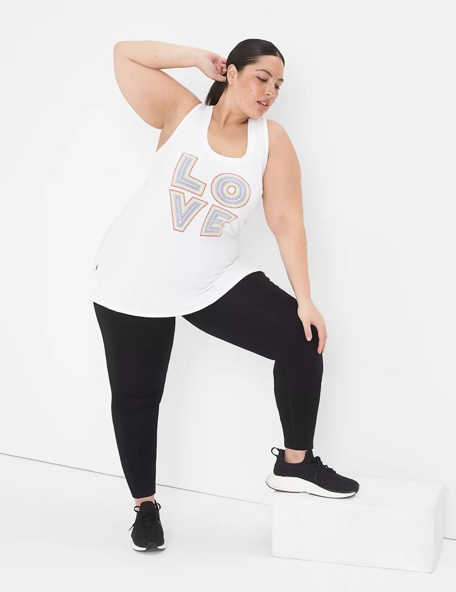 Women Lane Bryant LIVI Pride Racerback Tank Top White | TTZ6766VI