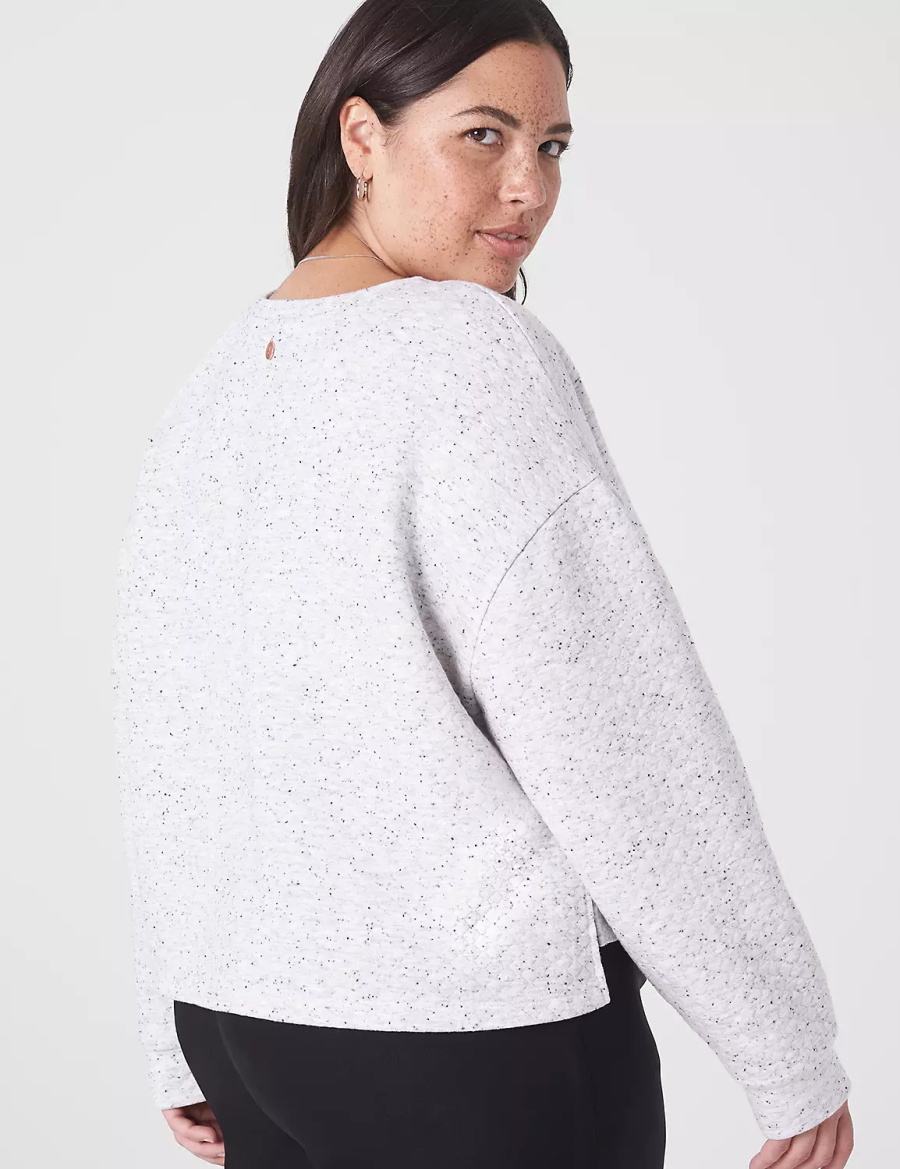Women Lane Bryant LIVI Quilted Cropped Sweatshirts White Rose | NWC4735XL