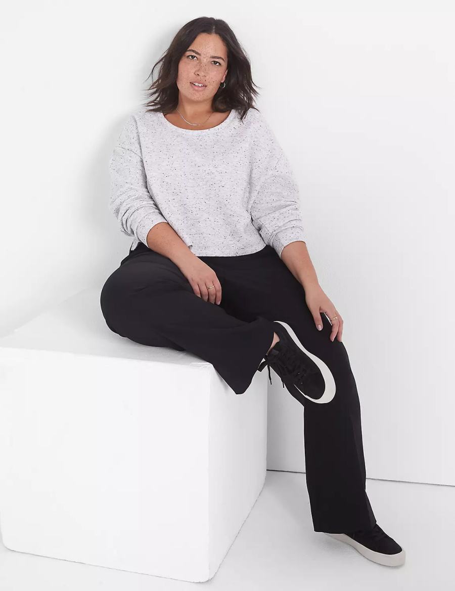 Women Lane Bryant LIVI Quilted Cropped Sweatshirts White Rose | NWC4735XL