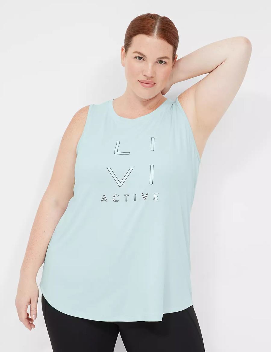 Women Lane Bryant LIVI Recycled LIVI Soft Logo Graphic Tank Top Light Green | JNO1049ZU