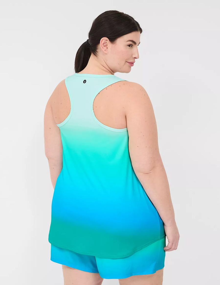 Women Lane Bryant LIVI Scoop-Neck Wicking Racerback Tank Top Green | DQY8363VN