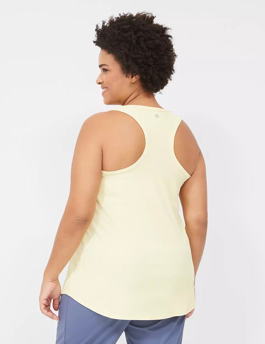 Women Lane Bryant LIVI Scoop-Neck Wicking Rib Racerback Tank Top Yellow | UTE111HS