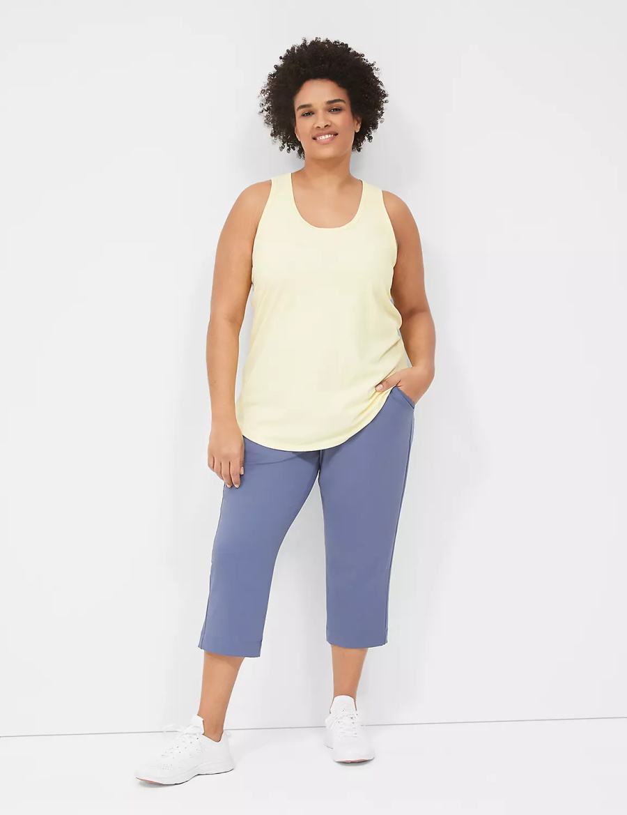 Women Lane Bryant LIVI Scoop-Neck Wicking Rib Racerback Tank Top Yellow | UTE111HS