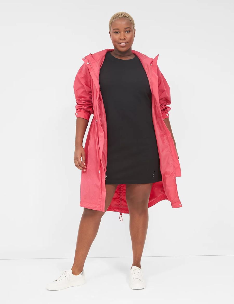 Women Lane Bryant LIVI Sleeveless Crew-Neck French Terry Casual Dress Black | YHK377TG
