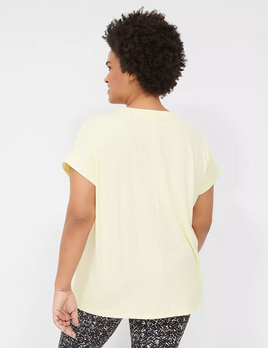 Women Lane Bryant LIVI Soft Crew-Neck Recycled Tee T Shirts Yellow | QAF9159RW