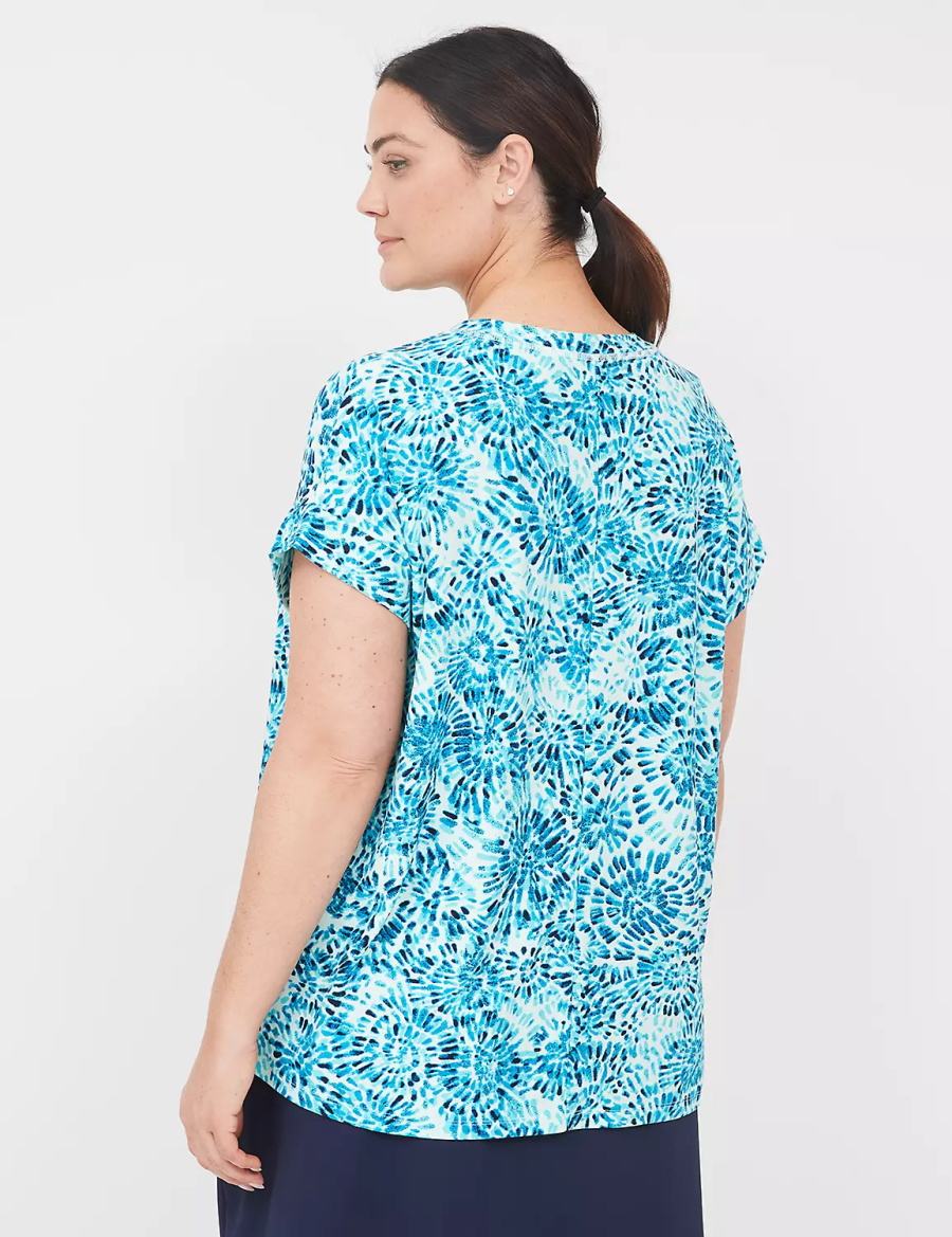 Women Lane Bryant LIVI Soft Crew-Neck Recycled Tee T Shirts Turquoise | EZB6387MC