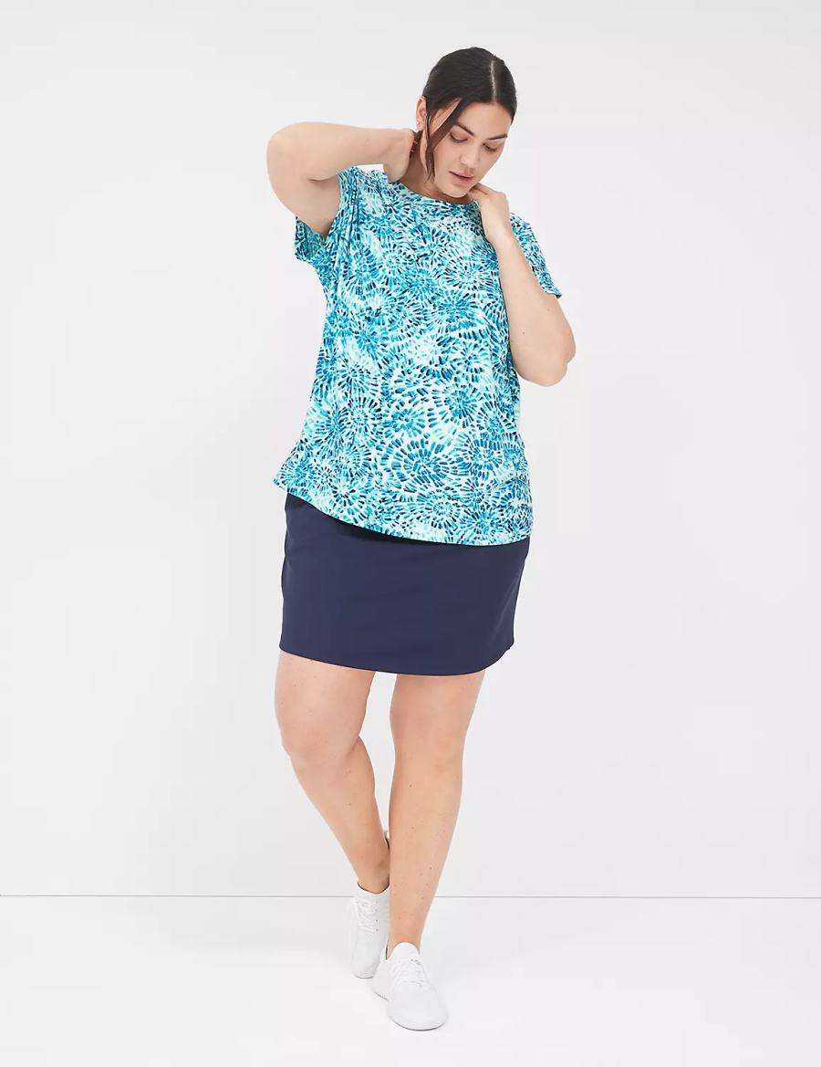 Women Lane Bryant LIVI Soft Crew-Neck Recycled Tee T Shirts Turquoise | EZB6387MC