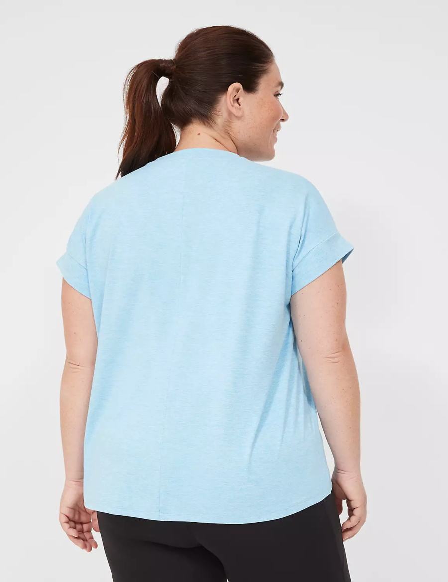 Women Lane Bryant LIVI Soft Crew-Neck Recycled Tee T Shirts Blue | ODF3581HM