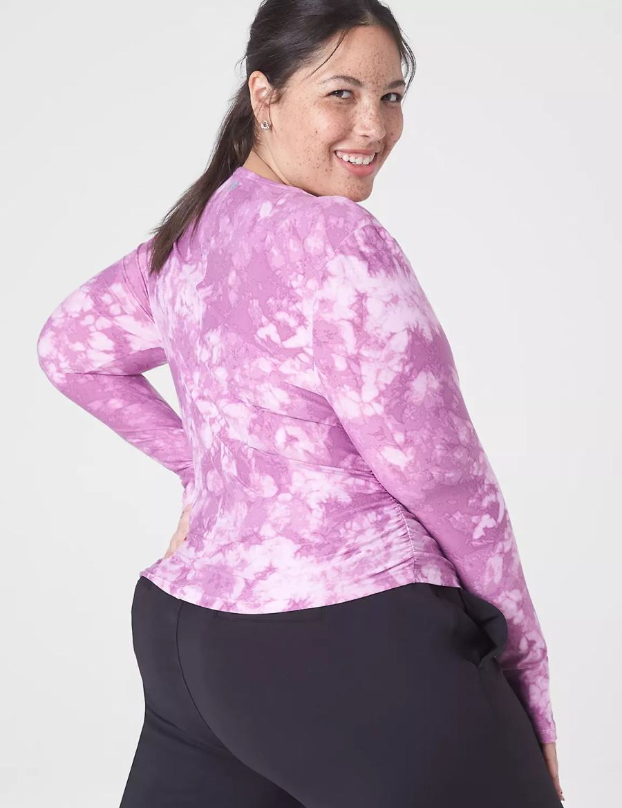 Women Lane Bryant LIVI Soft Crop Ruched-Side Top T Shirts Purple | HHB6866YF