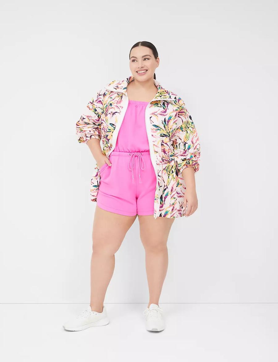 Women Lane Bryant LIVI Strapless Pull-On French Terry Romper Casual Dress Pink | KKO972LY