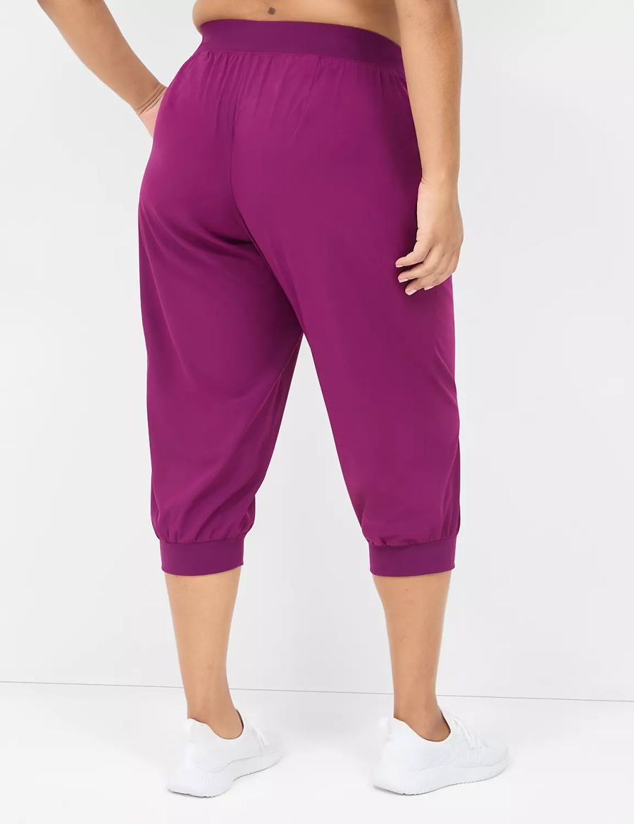 Women Lane Bryant LIVI Stretch Woven Capri Joggers Dark Purple | QMQ7486SK