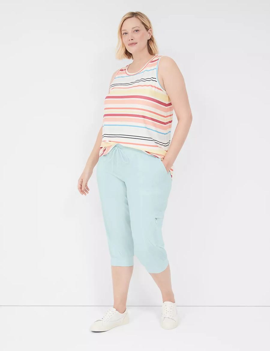 Women Lane Bryant LIVI Stretch Woven Capri Joggers Light Green | SPA766WY